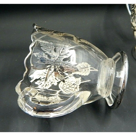 Silver City Glass Creamer and Sugar Forest Pattern Overlay - Picture 9 of 12